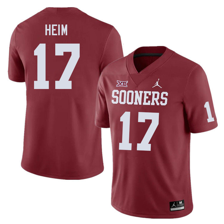 Men #17 Taylor Heim Oklahoma Sooners College Football Jerseys Stitched Sale-Crimson - Click Image to Close